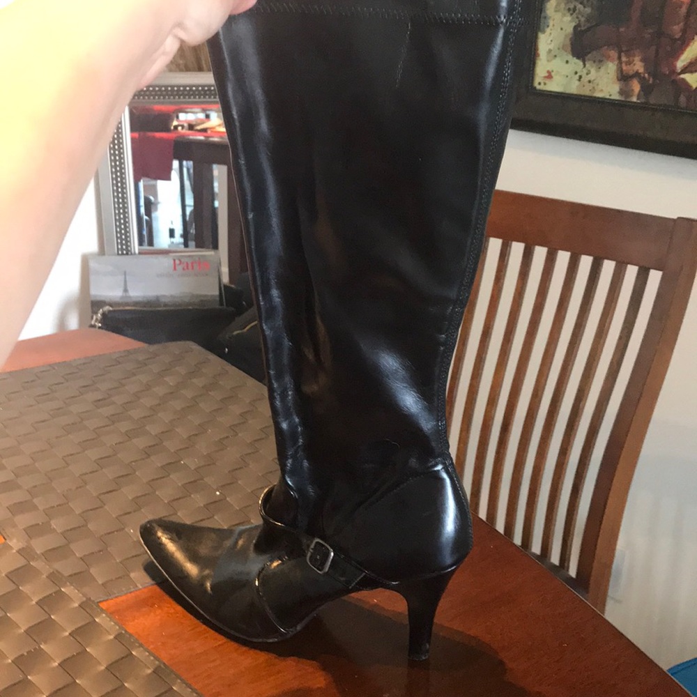 Black paten leather-ish boots